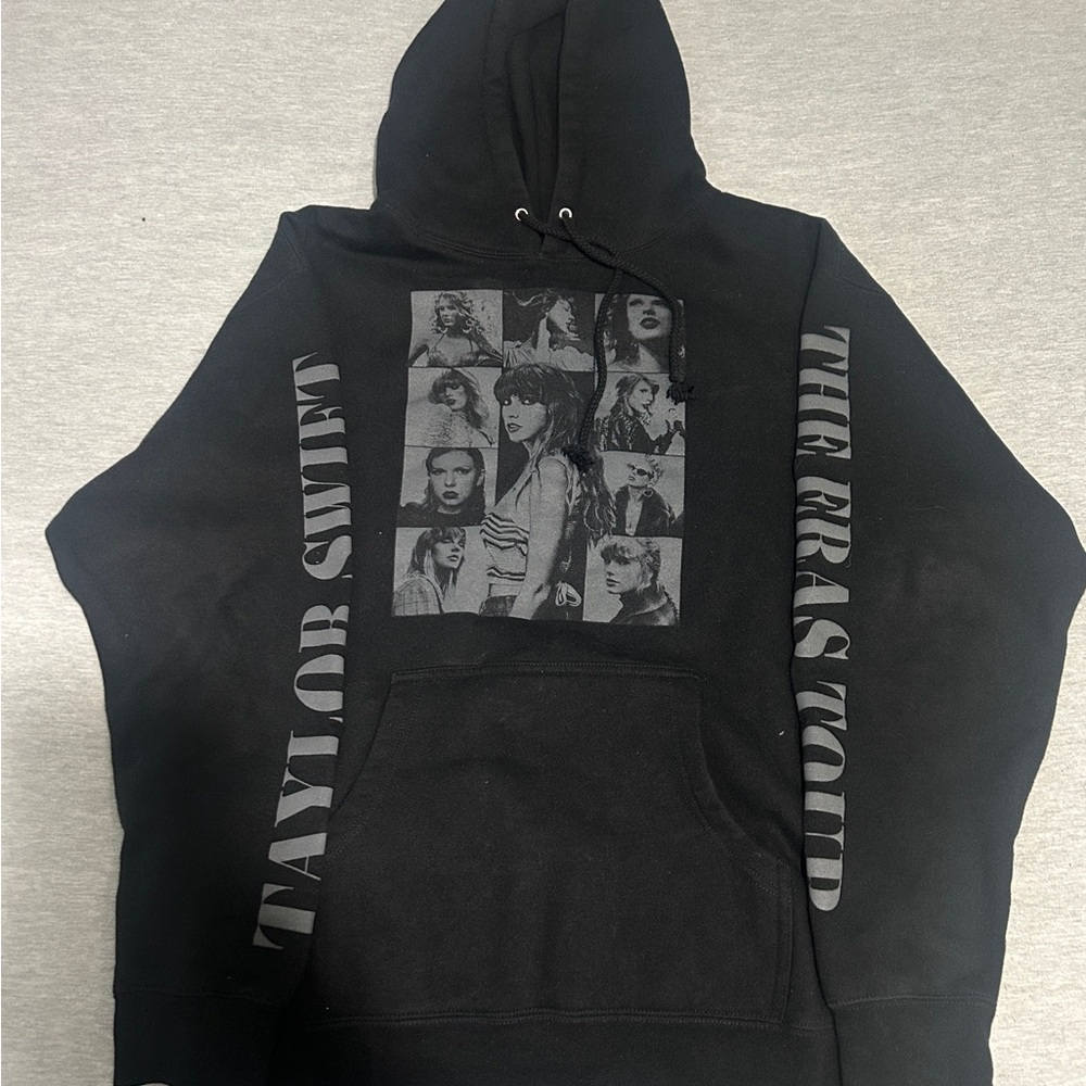 Taylor Swift Black Pullover Hoodie with Gray Photo Collage